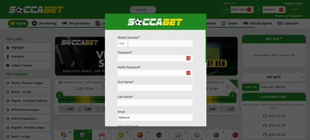 Soccabet Betting
